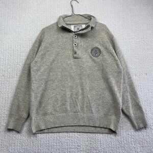 Wolsey High Neck 1/4 Zip Jumper Sweater Men's XL Grey Wool Blend Knit Golf